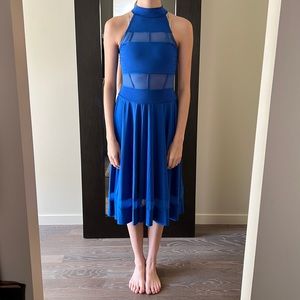 Royal blue dance costume with full skirt